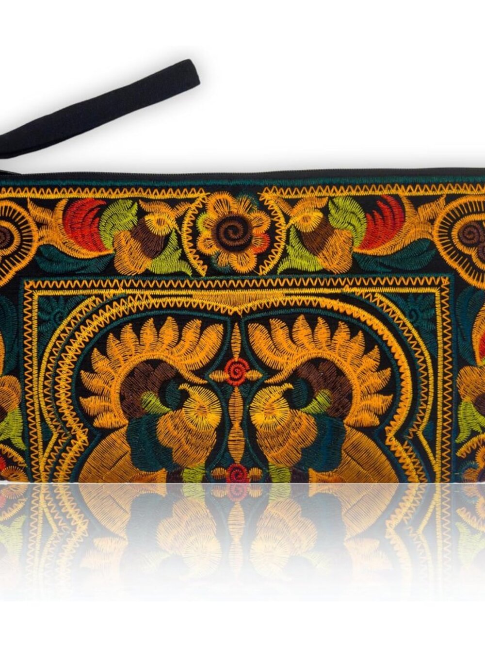 Embroidered Ethnic Clutch Purse Handbag for Women - Handmade Boho Bird Flower Wr